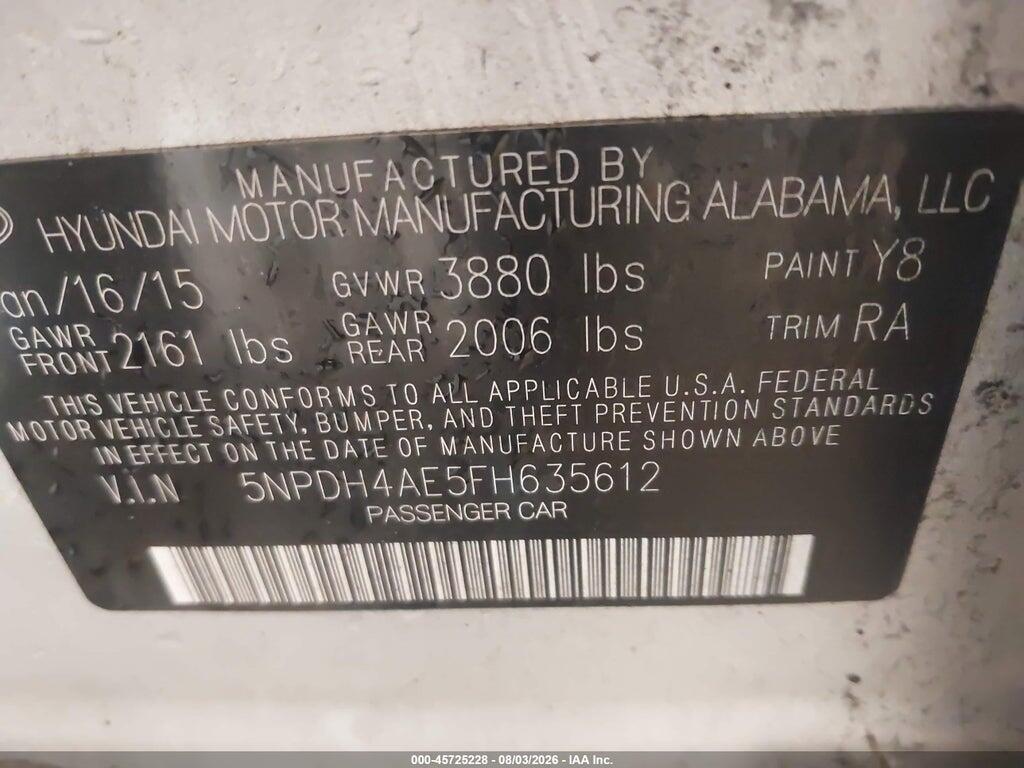 5NPDH4AE5FH635612 2015 HYUNDAI ELANTRA photo no. 9