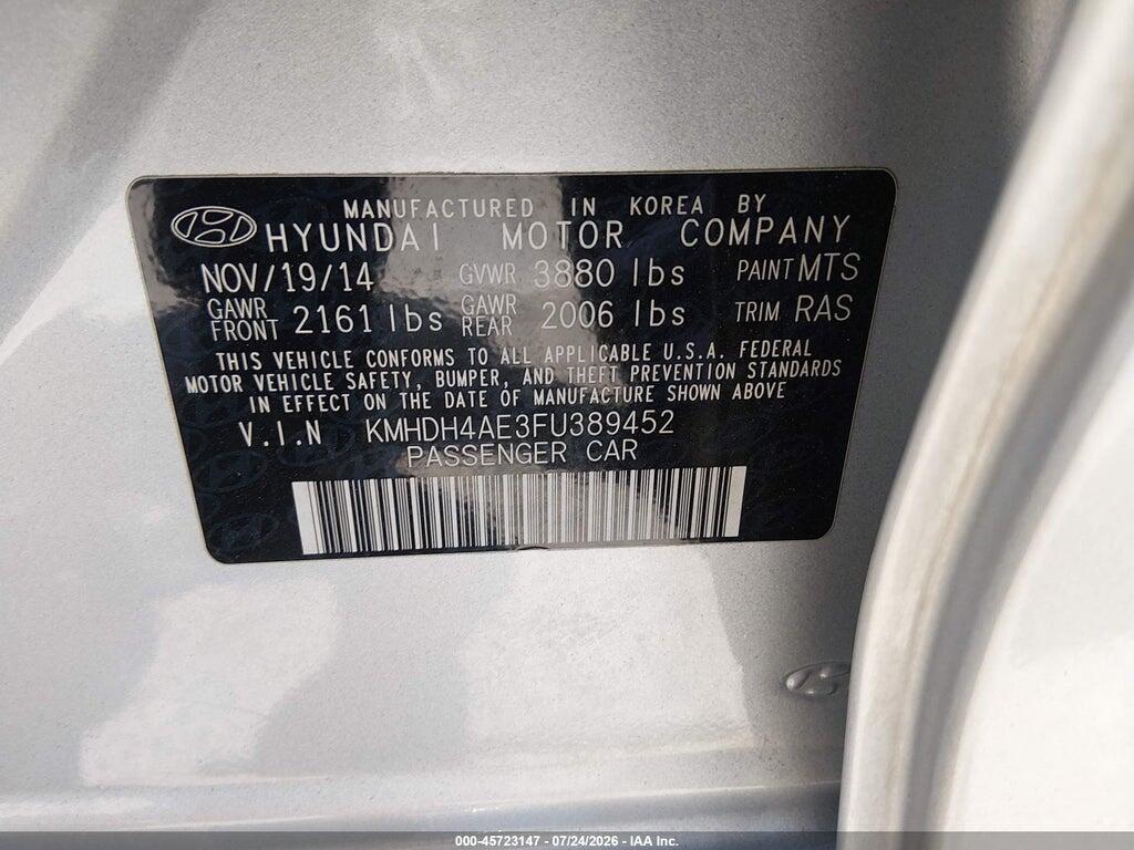 KMHDH4AE3FU389452 2015 HYUNDAI ELANTRA photo no. 9