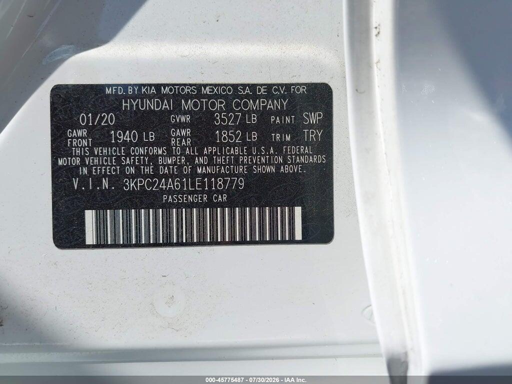 3KPC24A61LE118779 2020 HYUNDAI ACCENT photo no. 9