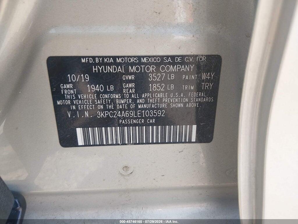3KPC24A69LE103592 2020 HYUNDAI ACCENT photo no. 9