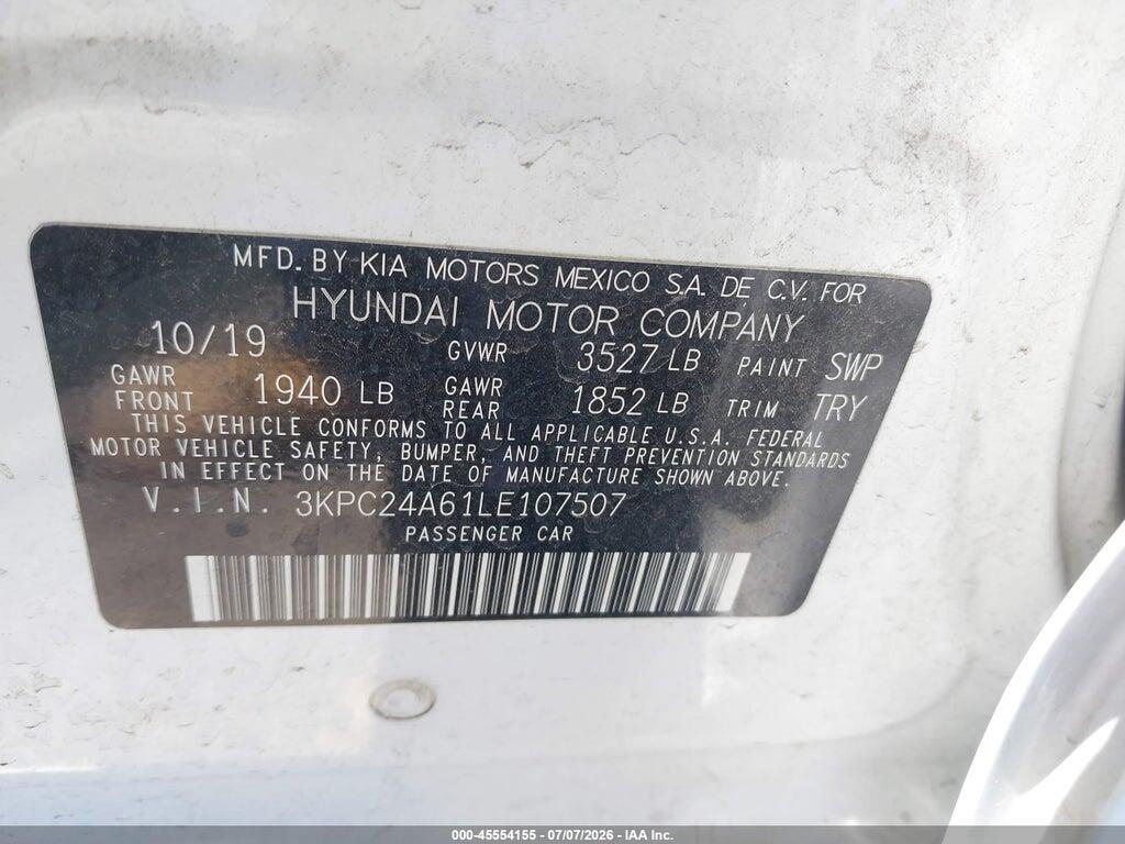3KPC24A61LE107507 2020 HYUNDAI ACCENT photo no. 9