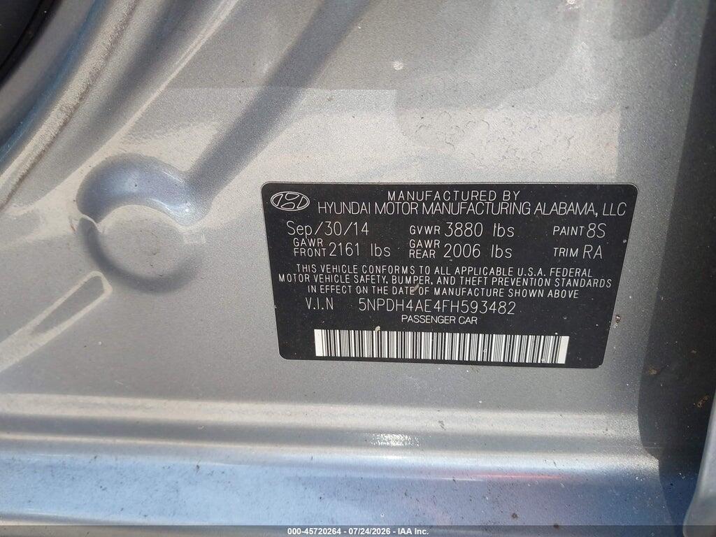 5NPDH4AE4FH593482 2015 HYUNDAI ELANTRA photo no. 9