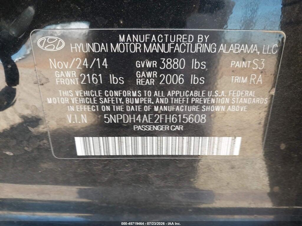 5NPDH4AE2FH615608 2015 HYUNDAI ELANTRA photo no. 9