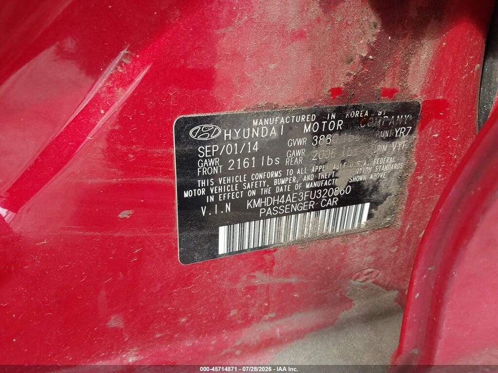 KMHDH4AE3FU320860 2015 HYUNDAI ELANTRA photo no. 9