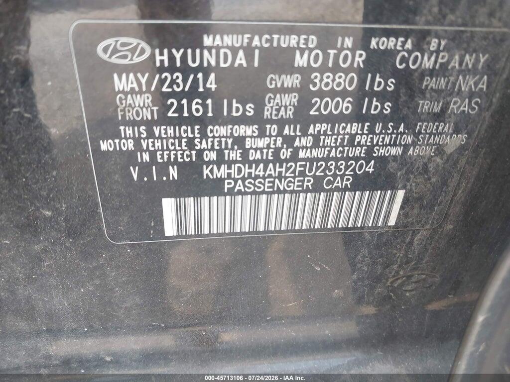 KMHDH4AH2FU233204 2015 HYUNDAI ELANTRA photo no. 9