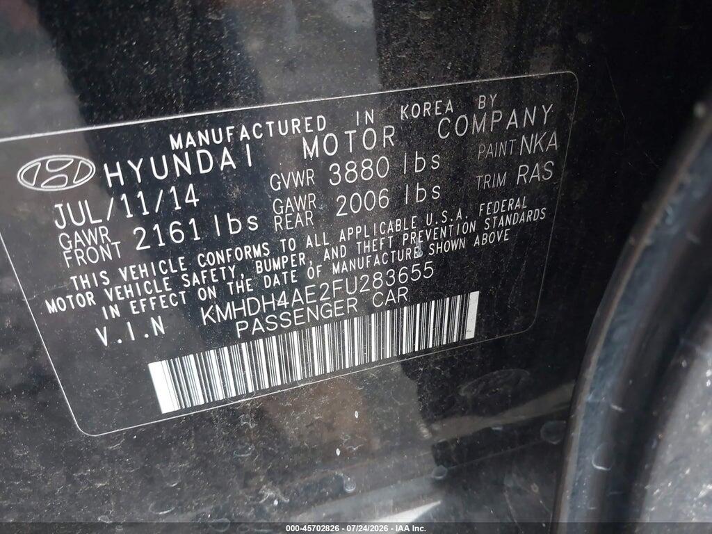 KMHDH4AE2FU283655 2015 HYUNDAI ELANTRA photo no. 9