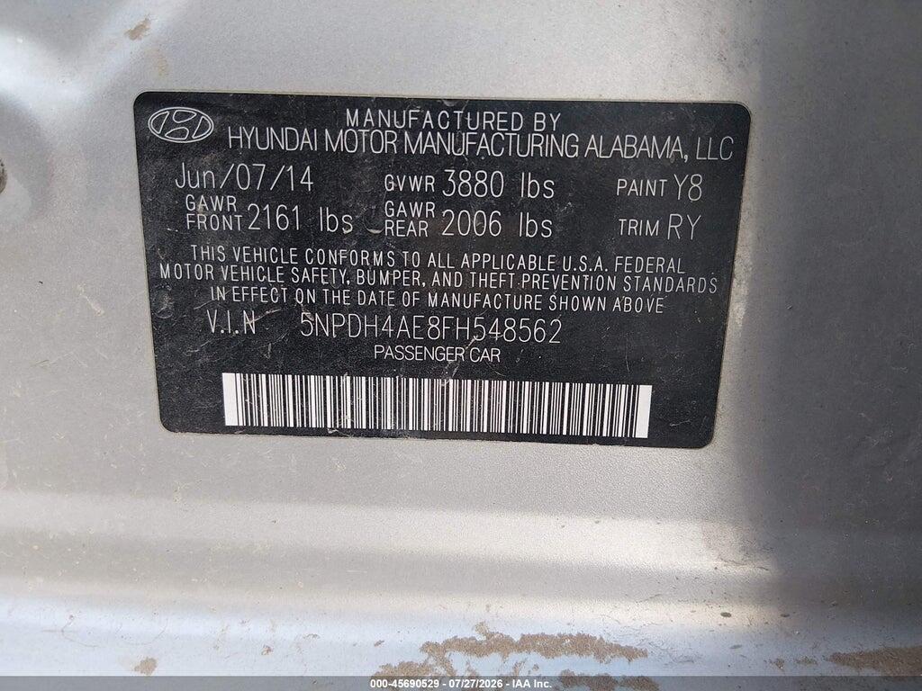 5NPDH4AE8FH548562 2015 HYUNDAI ELANTRA photo no. 9