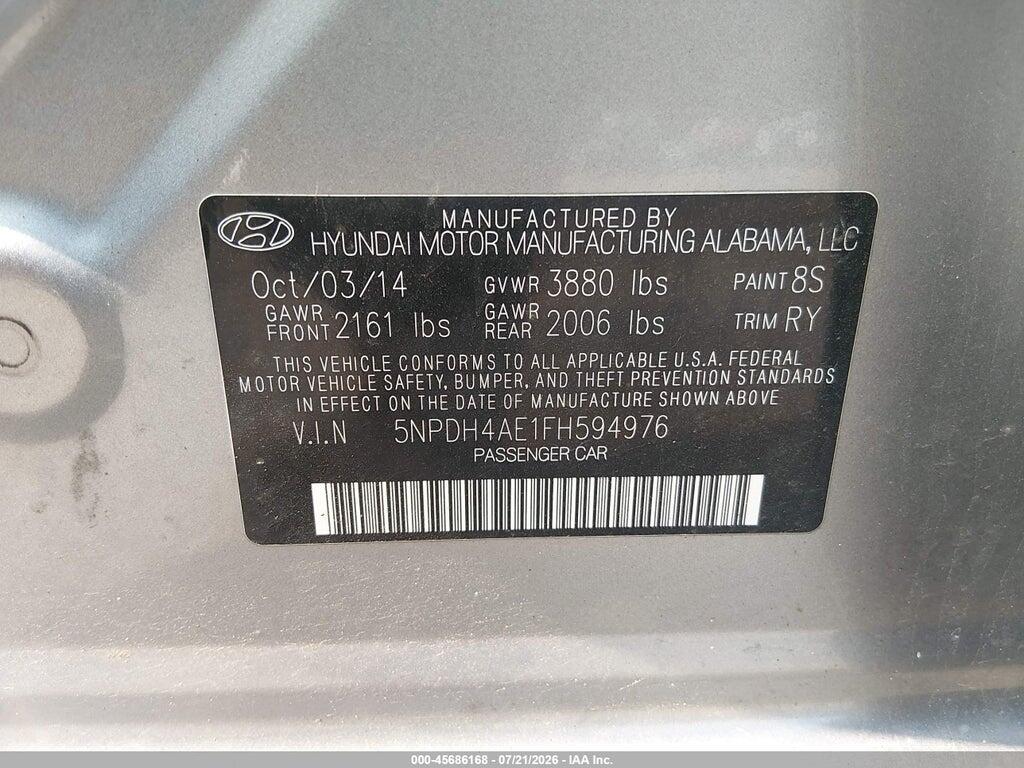 5NPDH4AE1FH594976 2015 HYUNDAI ELANTRA photo no. 9