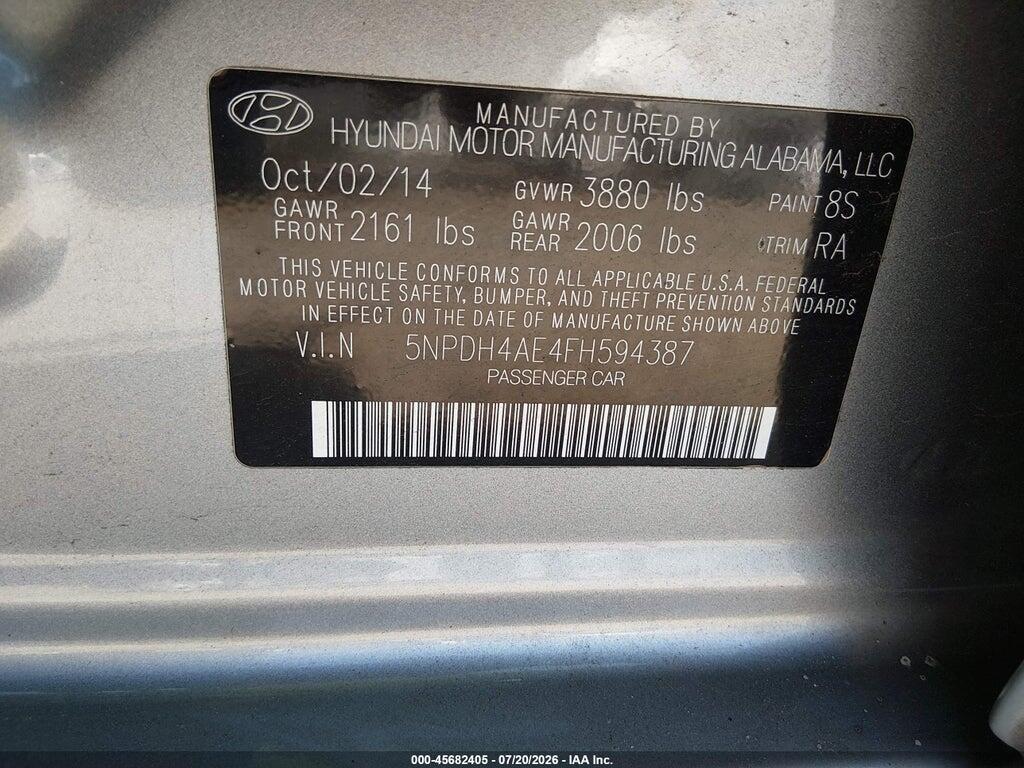 5NPDH4AE4FH594387 2015 HYUNDAI ELANTRA photo no. 9