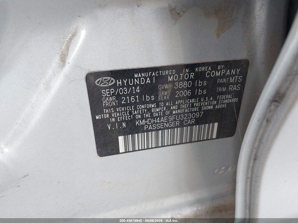 KMHDH4AE9FU323097 2015 HYUNDAI ELANTRA photo no. 9