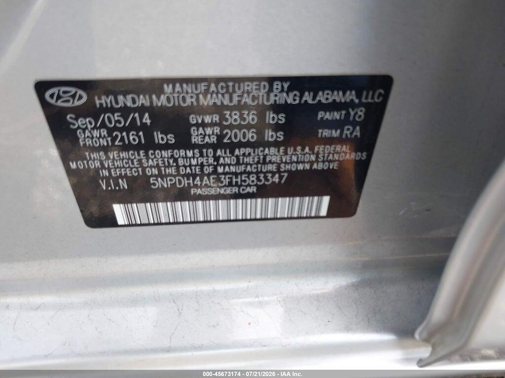 5NPDH4AE3FH583347 2015 HYUNDAI ELANTRA photo no. 9