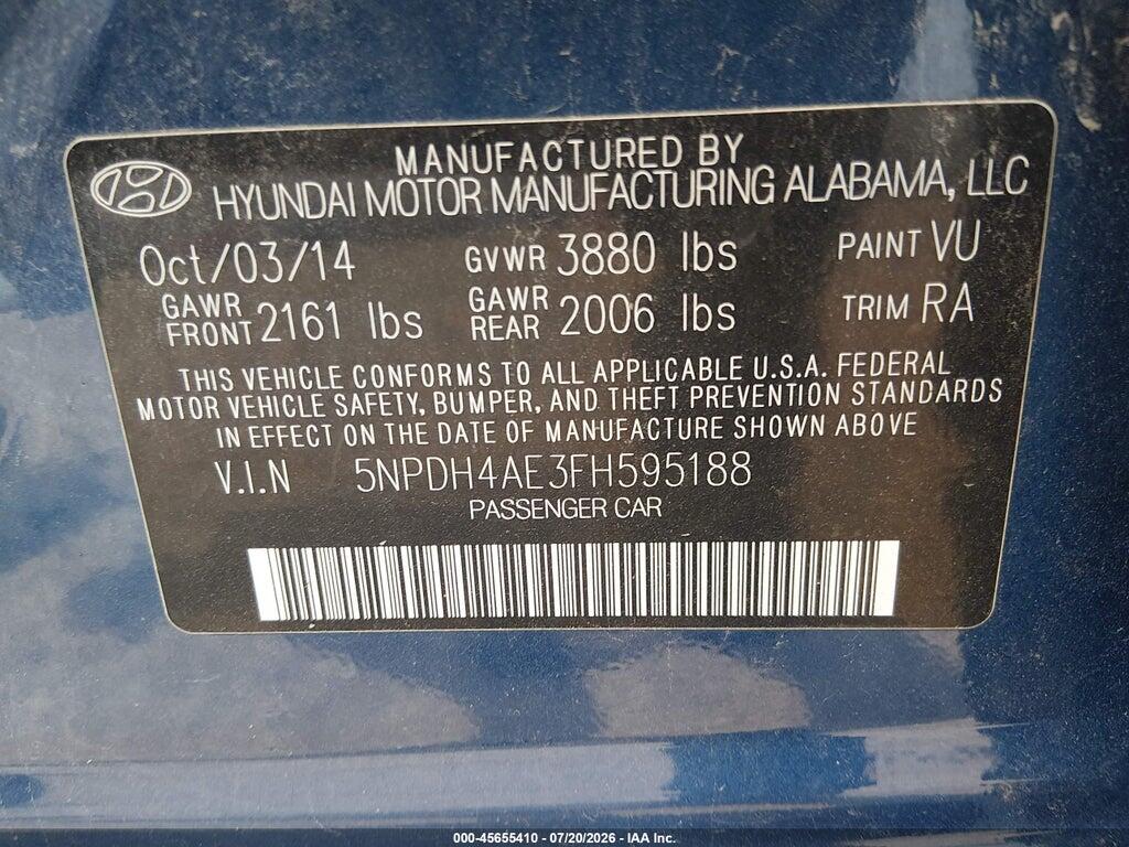 5NPDH4AE3FH595188 2015 HYUNDAI ELANTRA photo no. 9