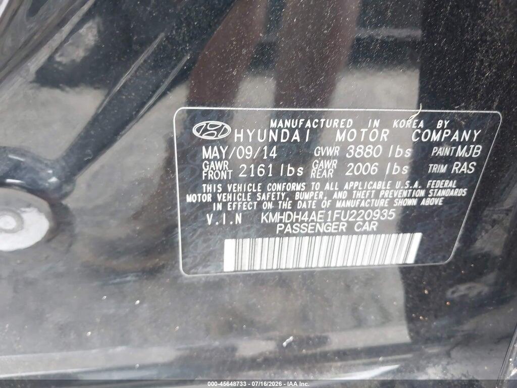 KMHDH4AE1FU220935 2015 HYUNDAI ELANTRA photo no. 9