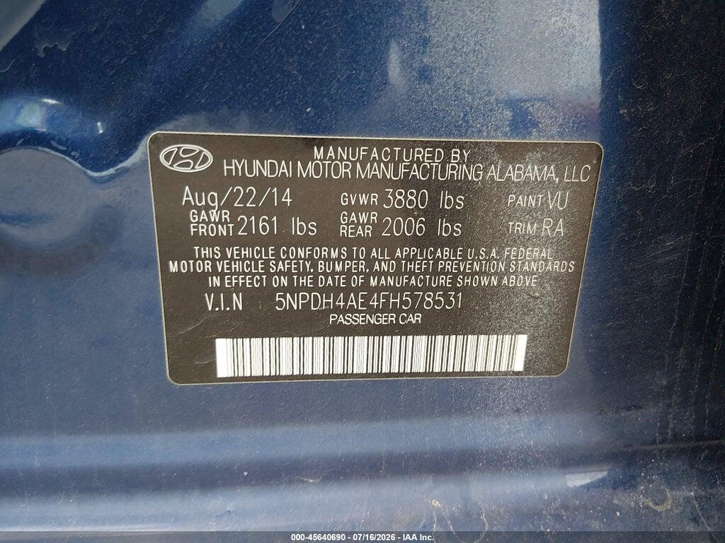 5NPDH4AE4FH578531 2015 HYUNDAI ELANTRA photo no. 9