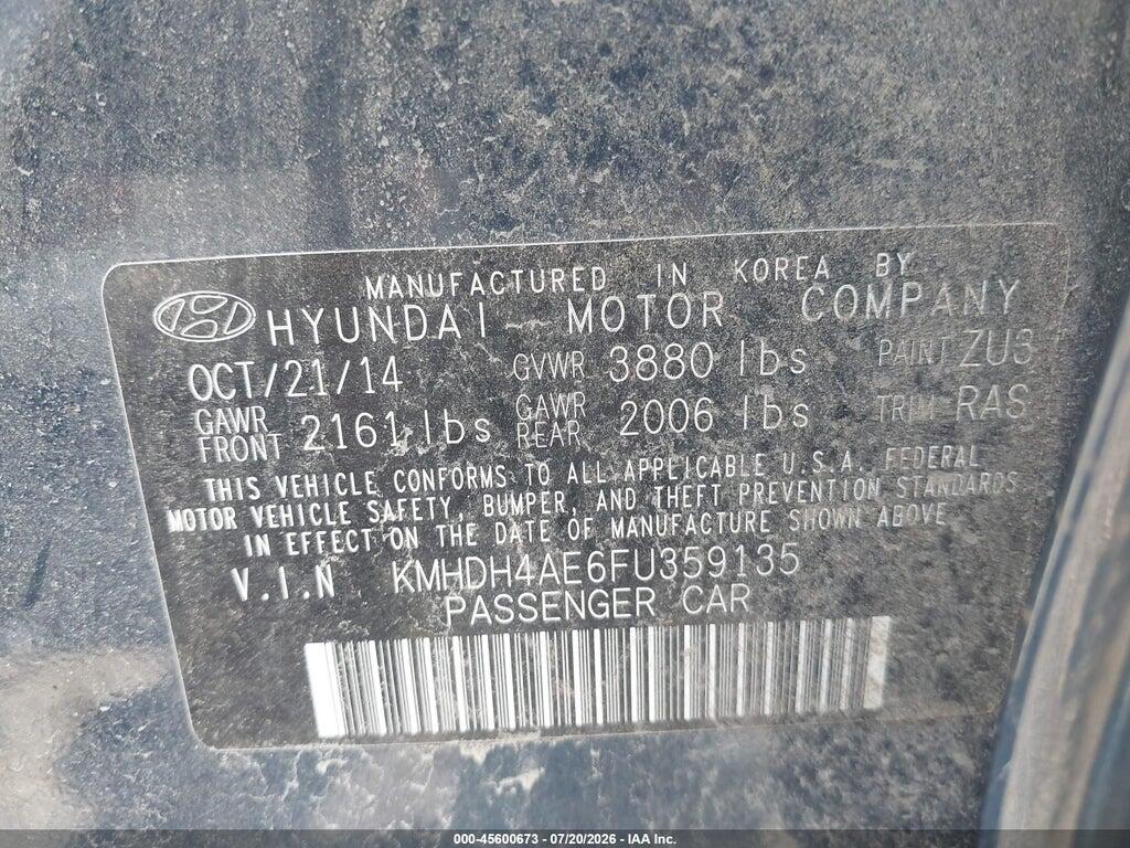 KMHDH4AE6FU359135 2015 HYUNDAI ELANTRA photo no. 9