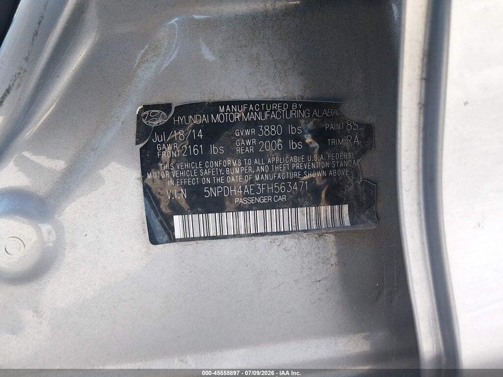 5NPDH4AE3FH563471 2015 HYUNDAI ELANTRA photo no. 9