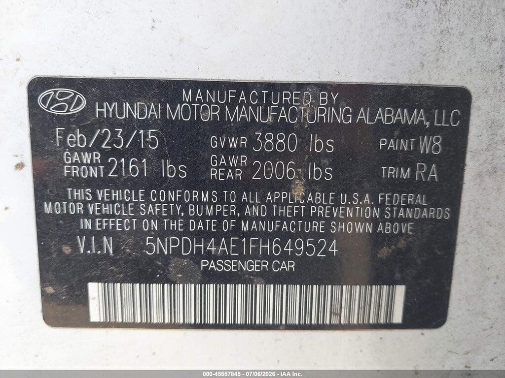 5NPDH4AE1FH649524 2015 HYUNDAI ELANTRA photo no. 9