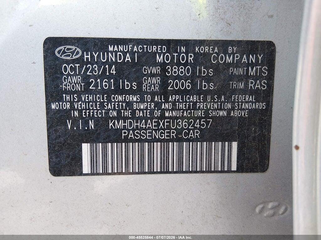 KMHDH4AEXFU362457 2015 HYUNDAI ELANTRA photo no. 9