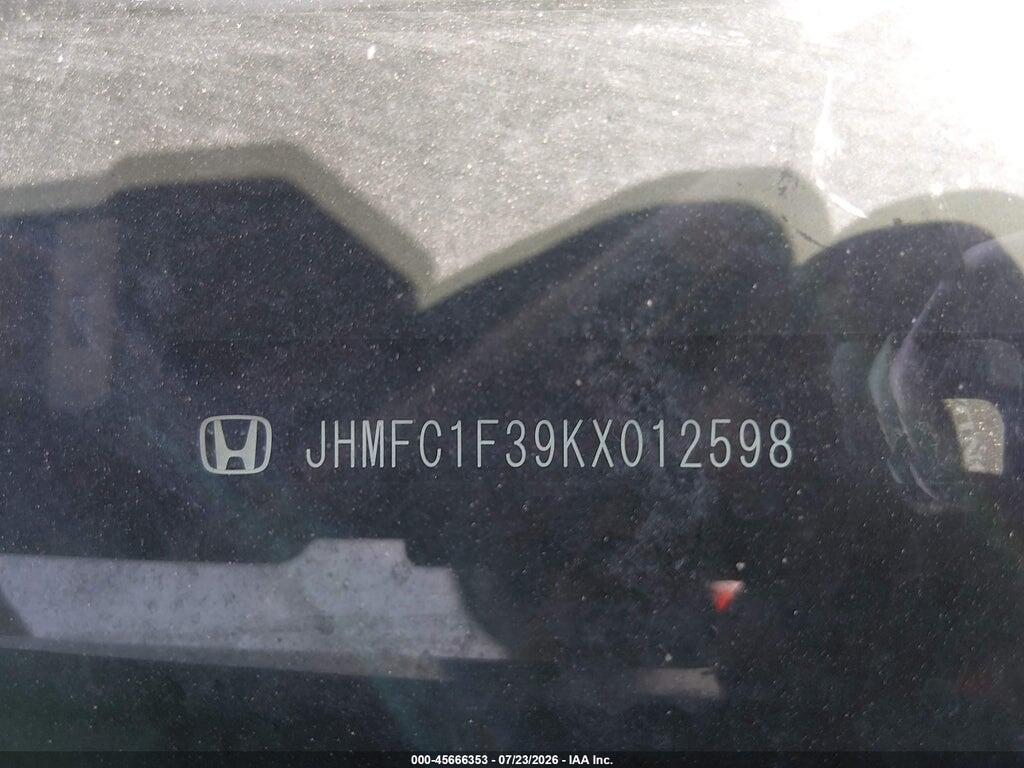 JHMFC1F39KX012598 2019 HONDA CIVIC photo no. 9