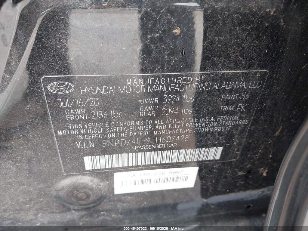 5NPD74LF9LH607428 2020 HYUNDAI ELANTRA photo no. 9