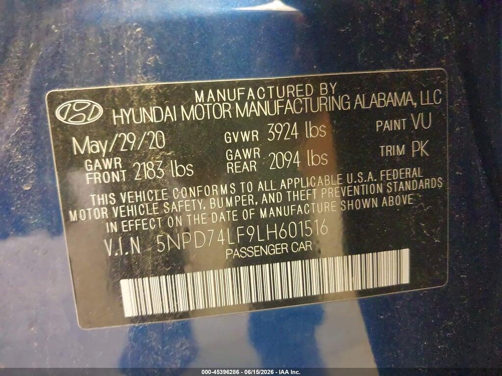 5NPD74LF9LH601516 2020 HYUNDAI ELANTRA photo no. 9