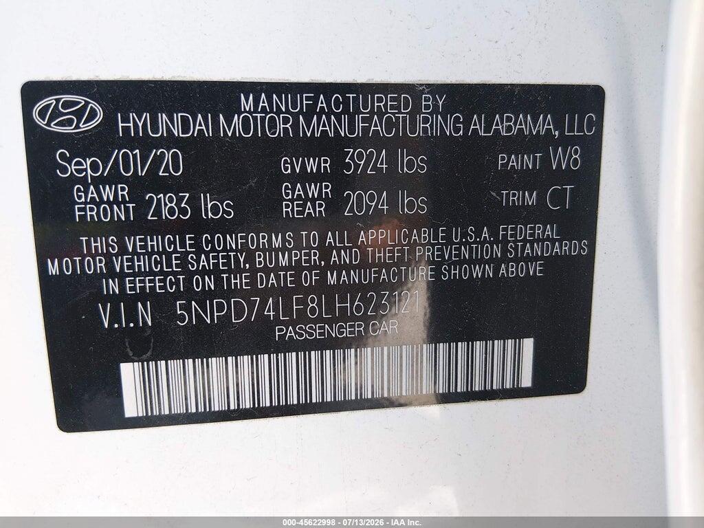 5NPD74LF8LH623121 2020 HYUNDAI ELANTRA photo no. 9