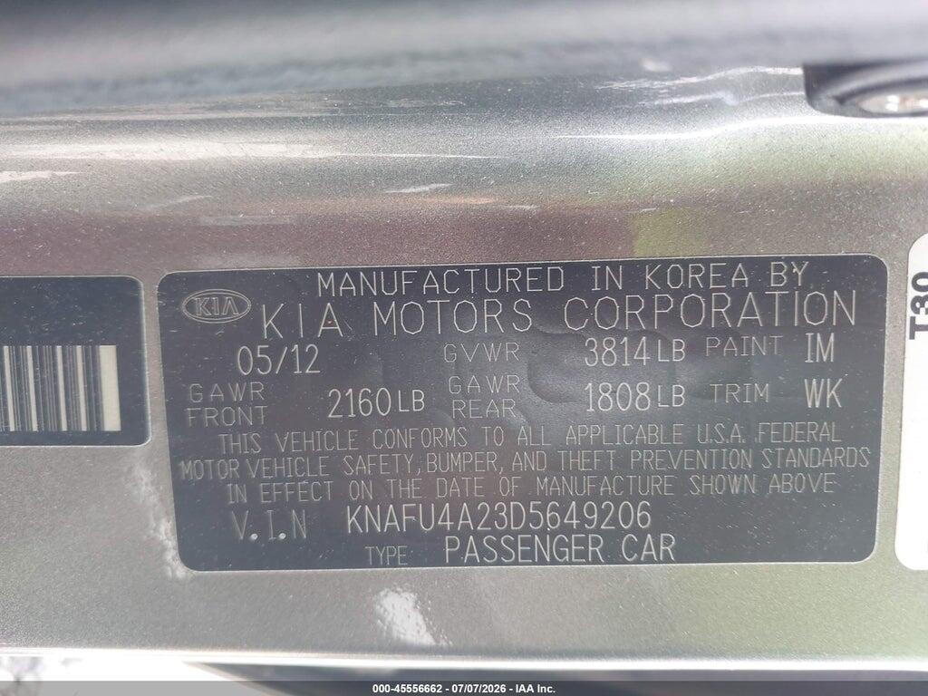 KNAFU4A23D5649206 2013 KIA FORTE photo no. 9