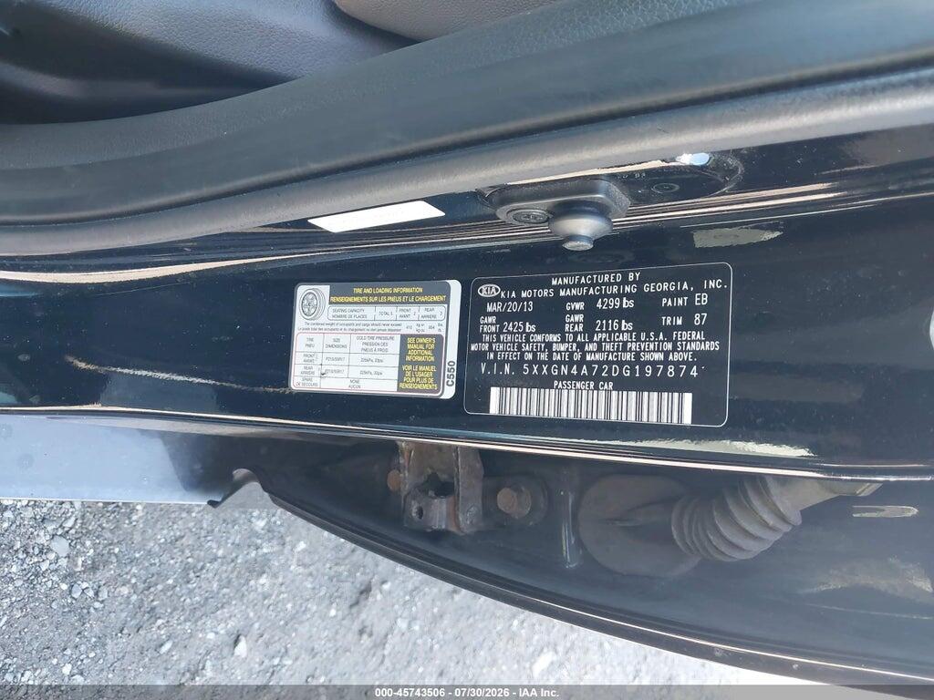 5XXGN4A72DG197874 2013 KIA OPTIMA photo no. 9