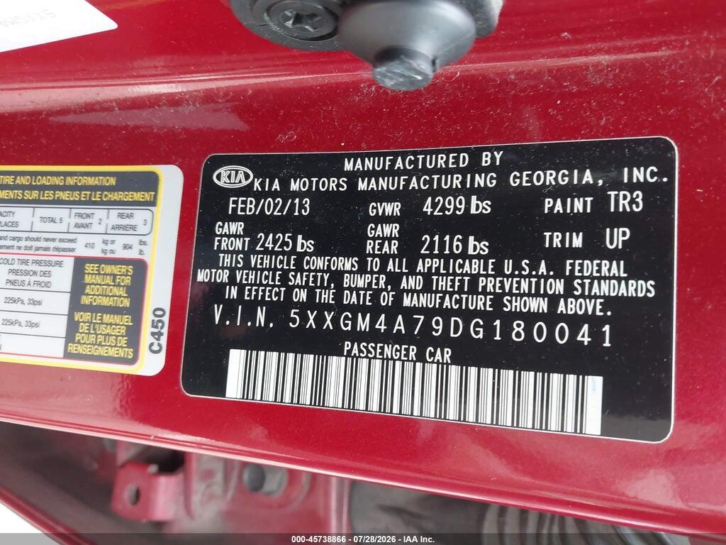 5XXGM4A79DG180041 2013 KIA OPTIMA photo no. 9