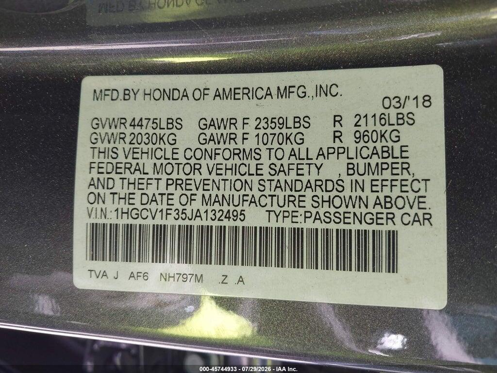 1HGCV1F35JA132495 2018 HONDA ACCORD photo no. 9