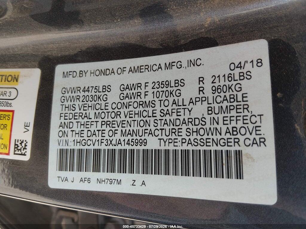 1HGCV1F3XJA145999 2018 HONDA ACCORD photo no. 9