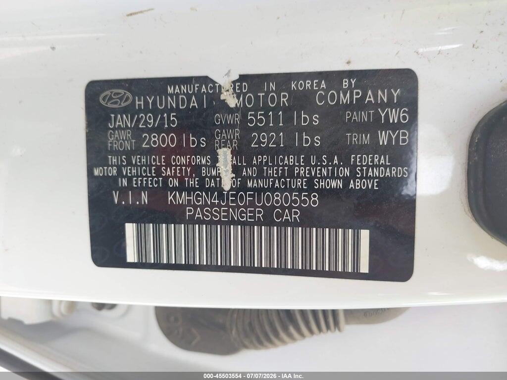 KMHGN4JE0FU080558 2015 HYUNDAI GENESIS photo no. 9
