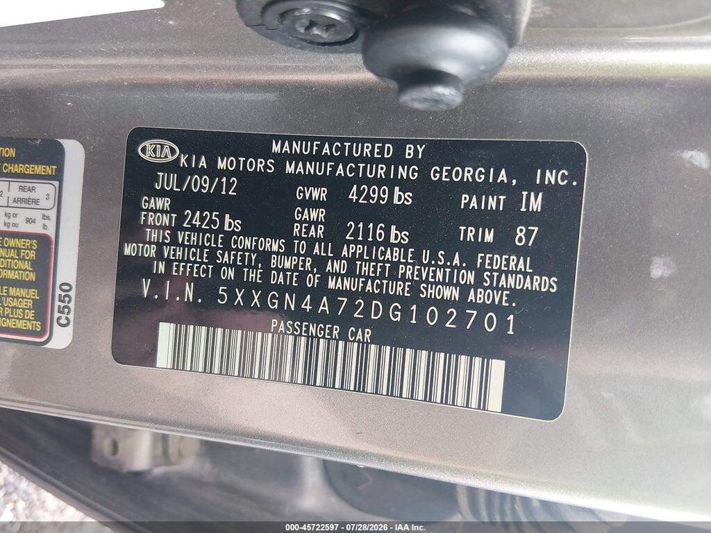 5XXGN4A72DG102701 2013 KIA OPTIMA photo no. 9
