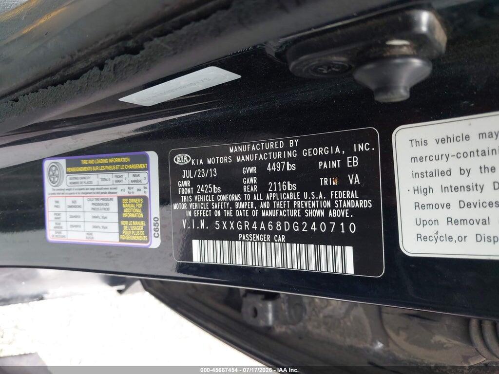 5XXGR4A68DG240710 2013 KIA OPTIMA photo no. 9