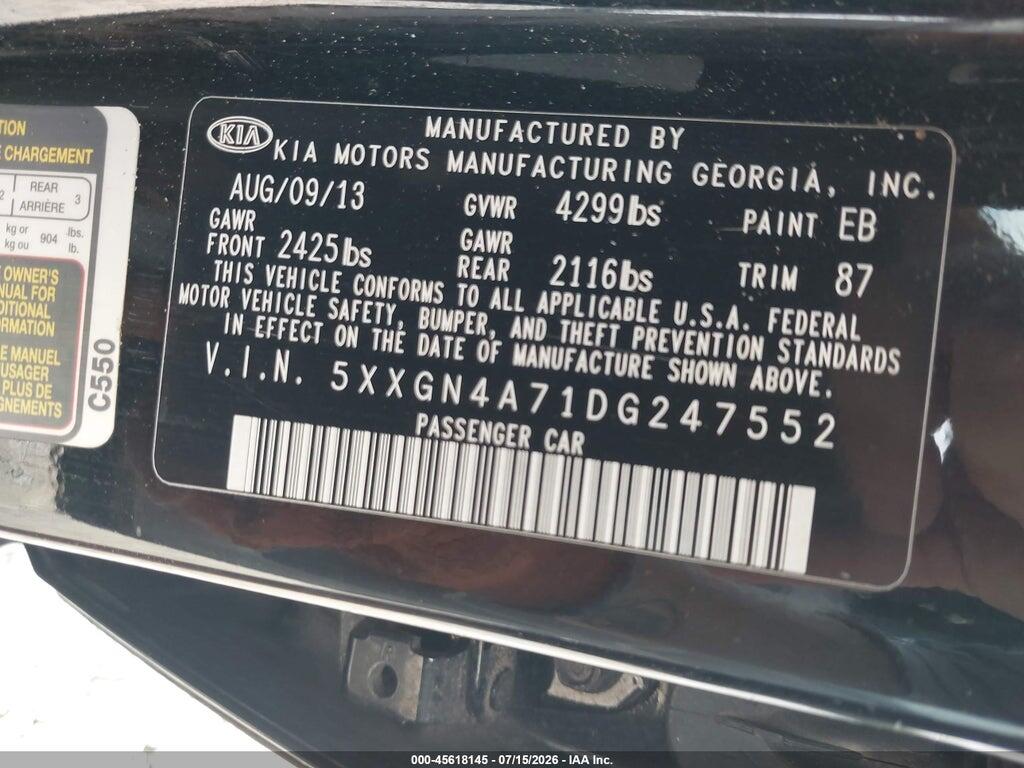5XXGN4A71DG247552 2013 KIA OPTIMA photo no. 9
