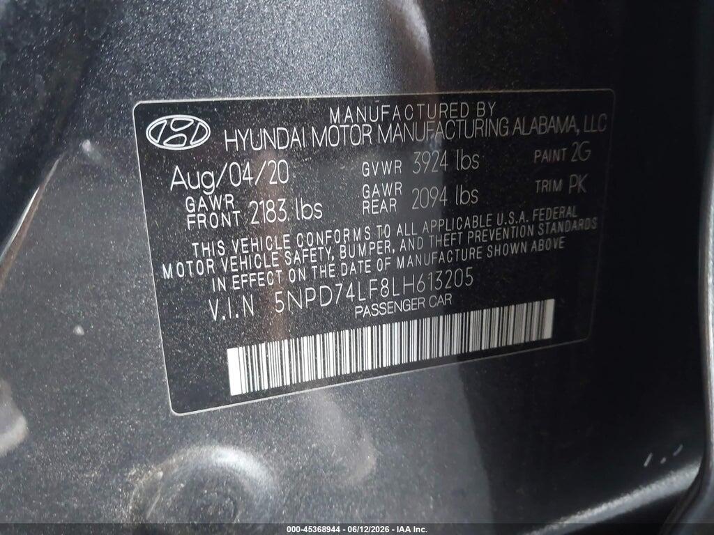 5NPD74LF8LH613205 2020 HYUNDAI ELANTRA photo no. 9