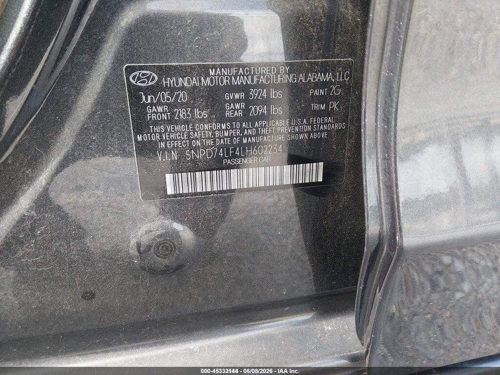 5NPD74LF4LH602234 2020 HYUNDAI ELANTRA photo no. 9