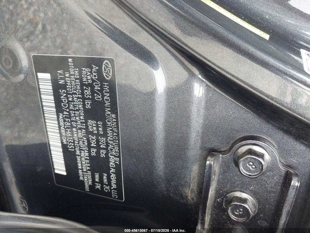 5NPD74LF8LH613351 2020 HYUNDAI ELANTRA photo no. 9