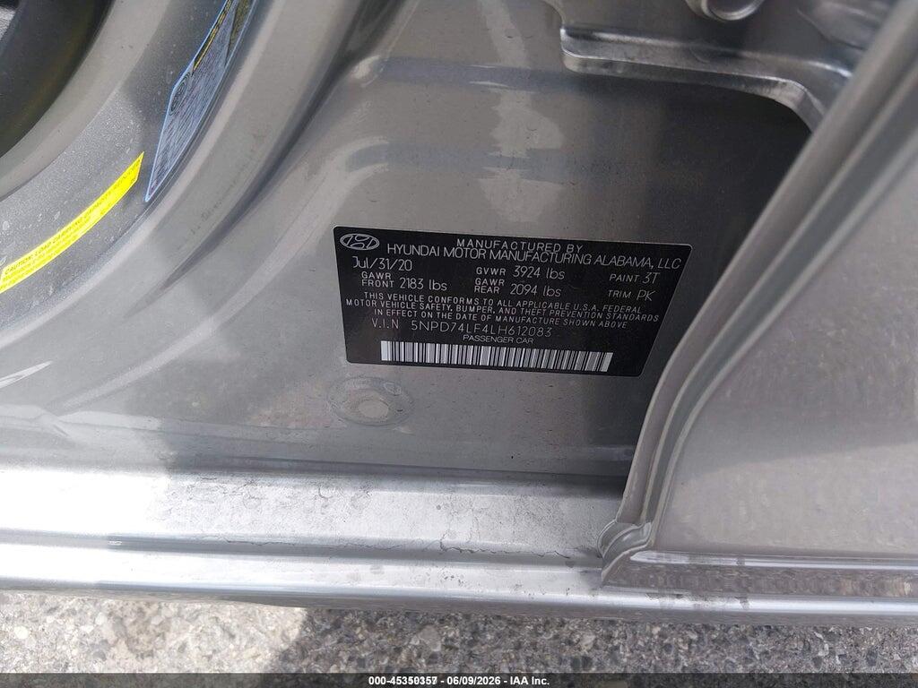 5NPD74LF4LH612083 2020 HYUNDAI ELANTRA photo no. 9