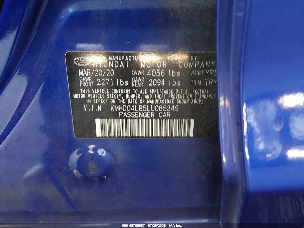 KMHD04LB5LU085349 2020 HYUNDAI ELANTRA photo no. 9