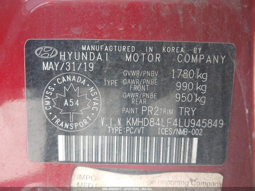 KMHD84LF4LU945849 2020 HYUNDAI ELANTRA photo no. 9