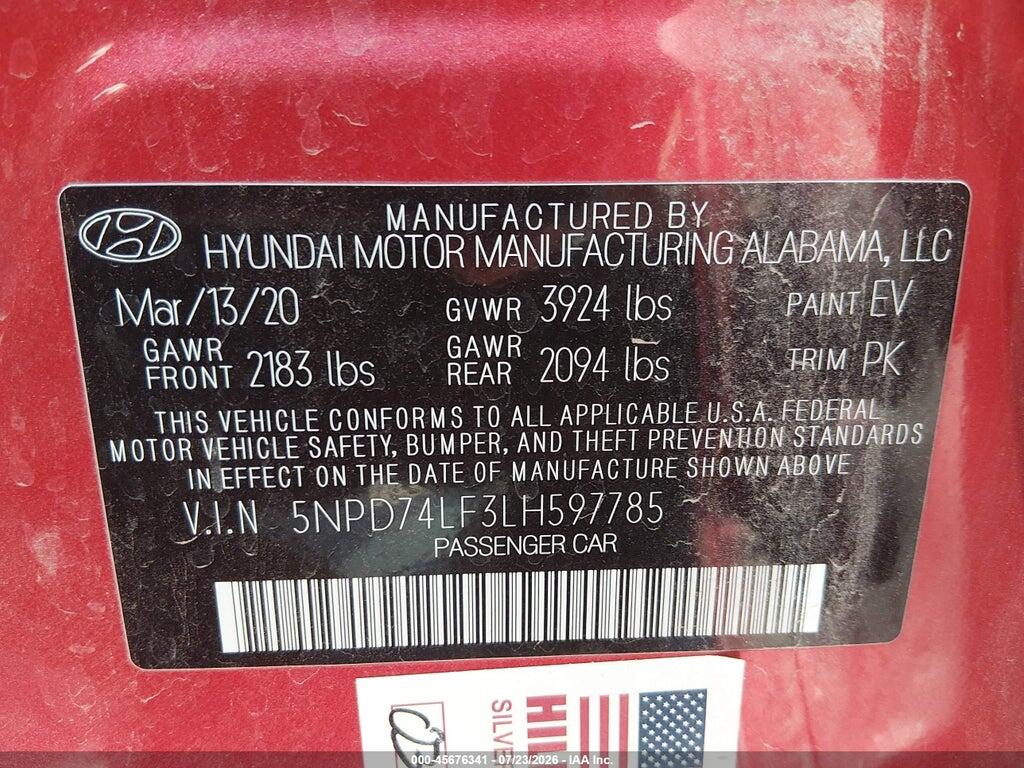 5NPD74LF3LH597785 2020 HYUNDAI ELANTRA photo no. 9