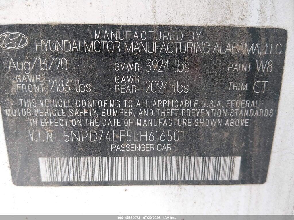 5NPD74LF5LH616501 2020 HYUNDAI ELANTRA photo no. 9