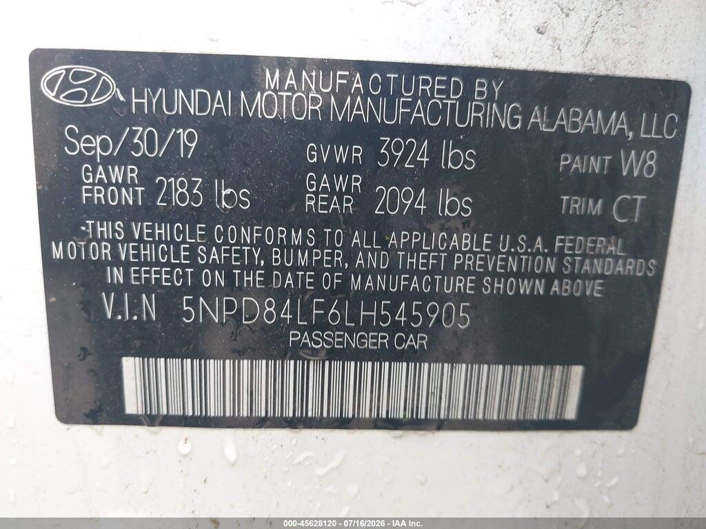 5NPD84LF6LH545905 2020 HYUNDAI ELANTRA photo no. 9