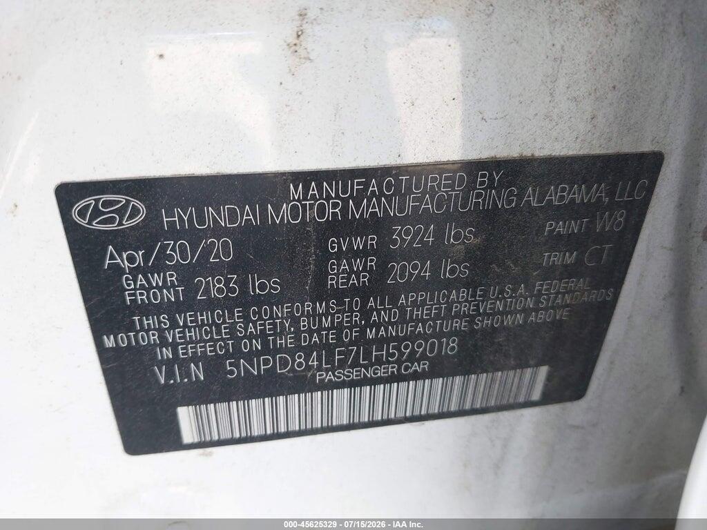5NPD84LF7LH599018 2020 HYUNDAI ELANTRA photo no. 9