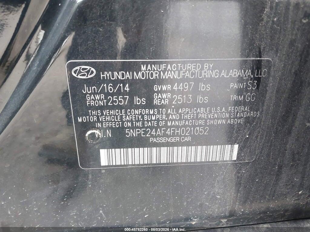 5NPE24AF4FH021052 2015 HYUNDAI SONATA photo no. 9