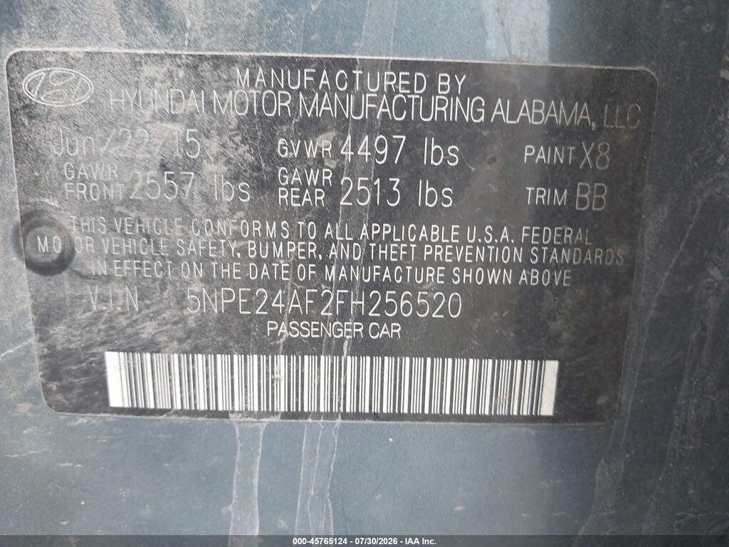 5NPE24AF2FH256520 2015 HYUNDAI SONATA photo no. 9