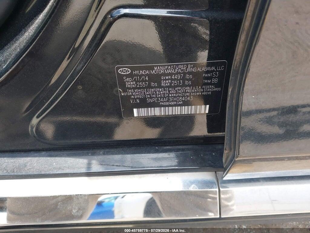 5NPE34AF3FH084043 2015 HYUNDAI SONATA photo no. 9