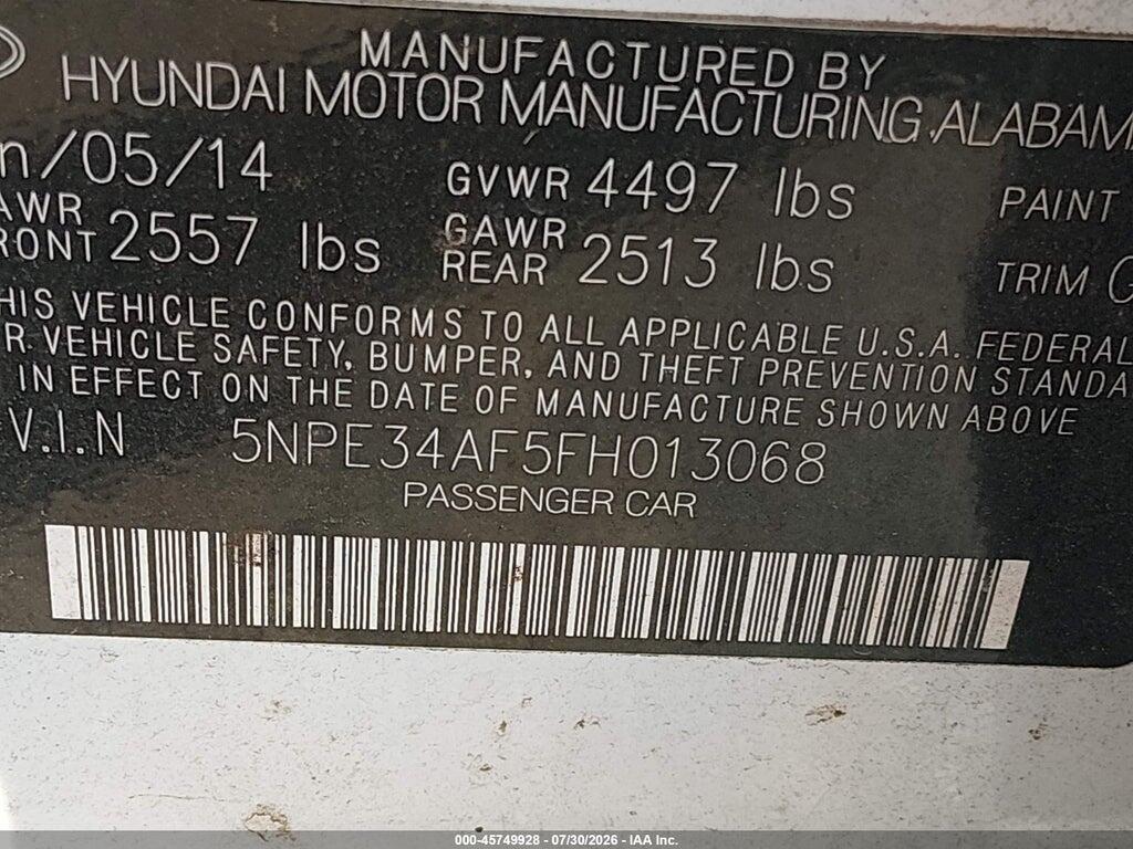 5NPE34AF5FH013068 2015 HYUNDAI SONATA photo no. 9