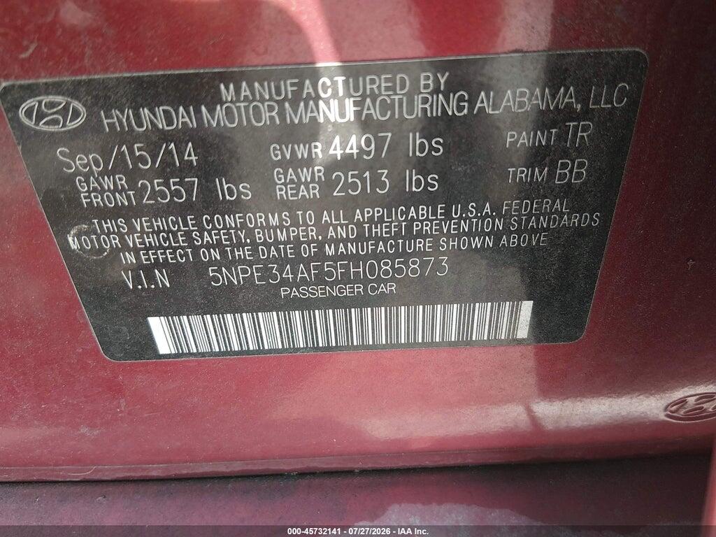 5NPE34AF5FH085873 2015 HYUNDAI SONATA photo no. 9